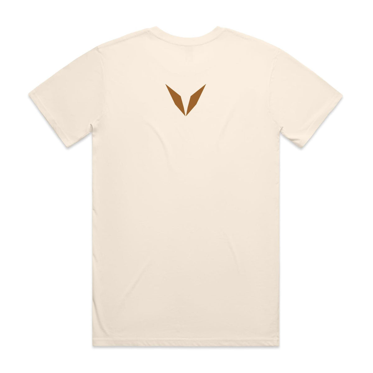 Back of the Ecru Voltare German Shepherd Watchdog tee with a tan-brown Voltare V below the neckline.