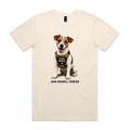Ecru Voltare Jack Russell Terrier tee featuring a brown-and-white dog in a Chaos Engineer vest with correctly spelled Jack Russell Terrier lettering