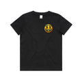 Front of the Black Voltare Money Emoji kids tee with a yellow money-face graphic on the left chest