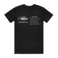 Black Voltare Perch Dam Dweller fishing tee featuring a silver-and-white perch illustration, Dam Dweller lettering and a Perch Intel fishing fact panel