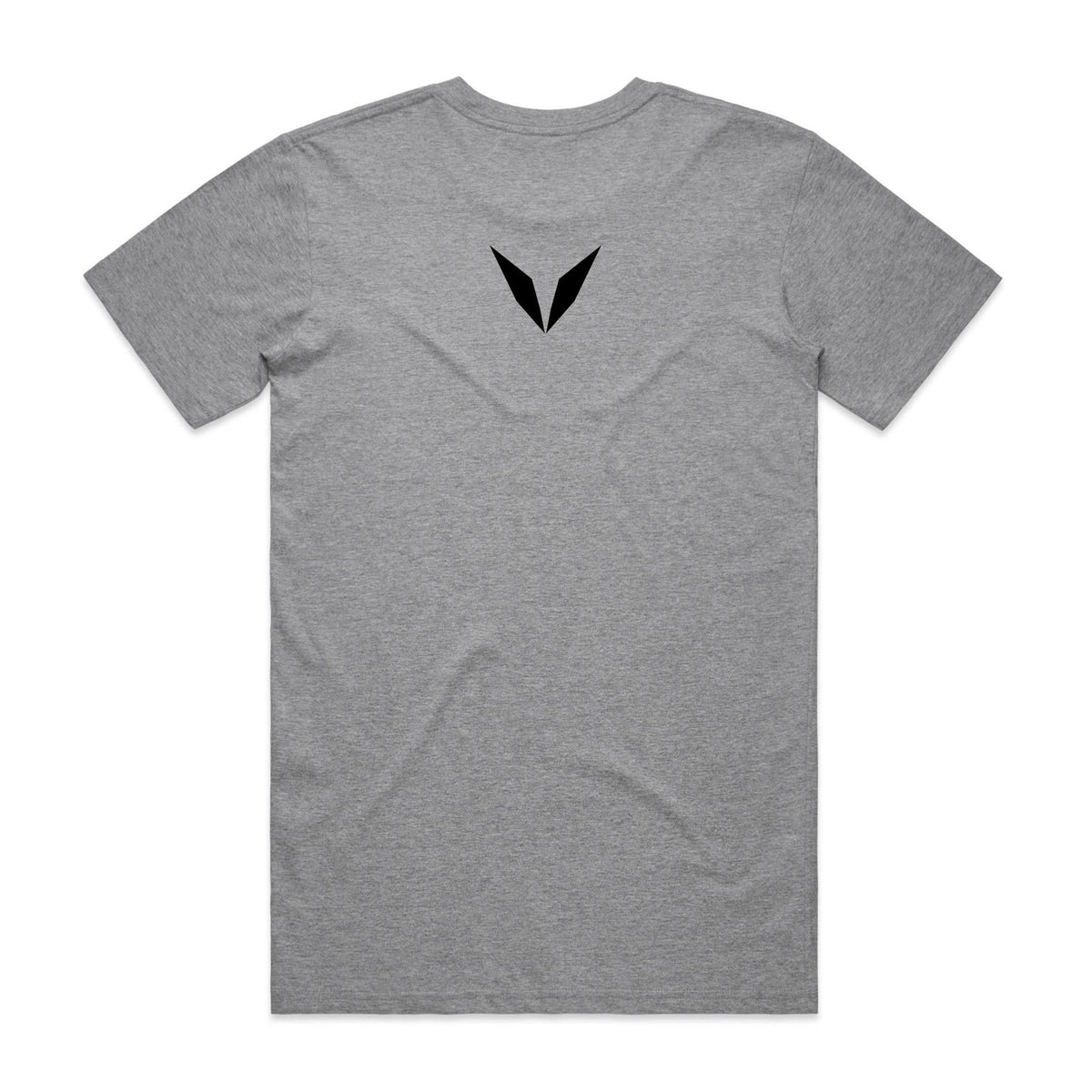 Back of the Grey Marle Voltare Team Lift-Off tee with a black Voltare V between the shoulder blades